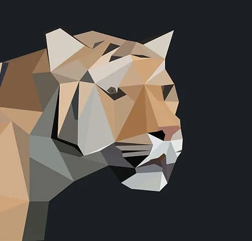 Low-poly vector illustration of a tiger's head